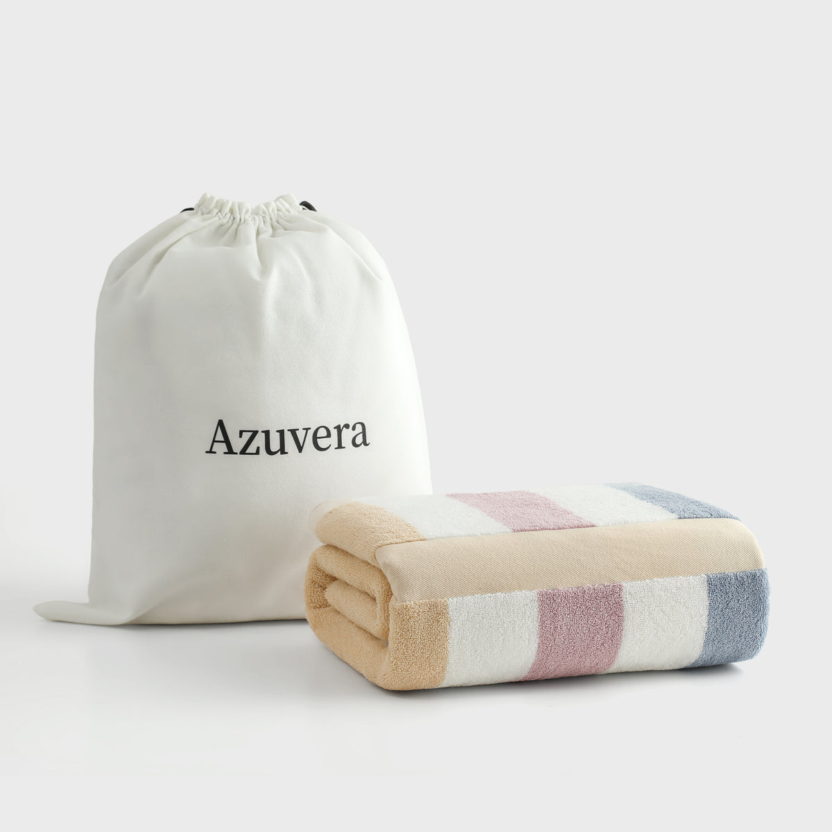 Striped Cotton Bath Towel – Oversized Absorbent Beach & Bath Towel