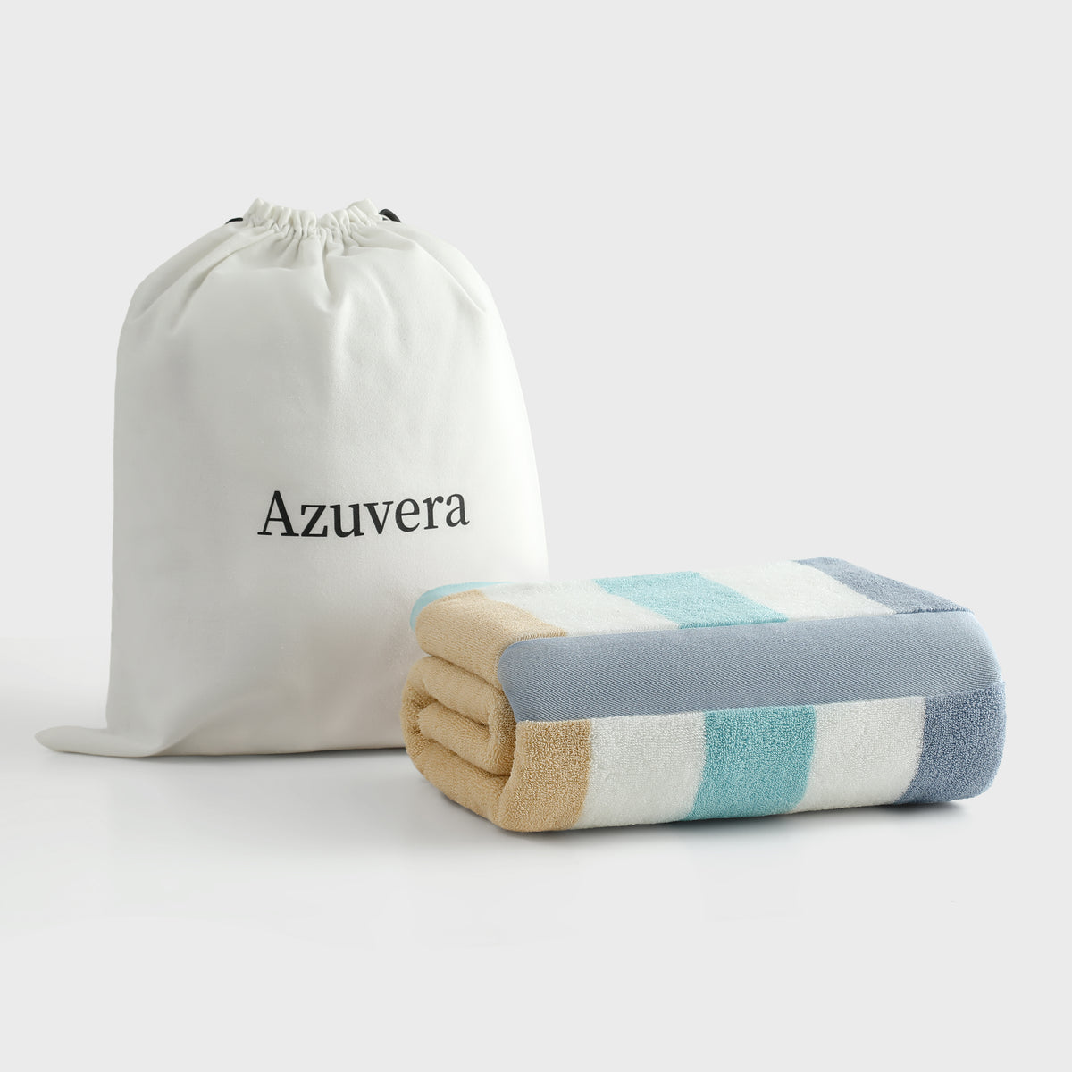 Striped Cotton Bath Towel – Oversized Absorbent Beach & Bath Towel